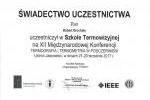 Szkoła Termowizyjna XII Międzynarodowa Konferencja Termografia i Termometria w Podczerwieni Ustroń Jaszowiec 2017